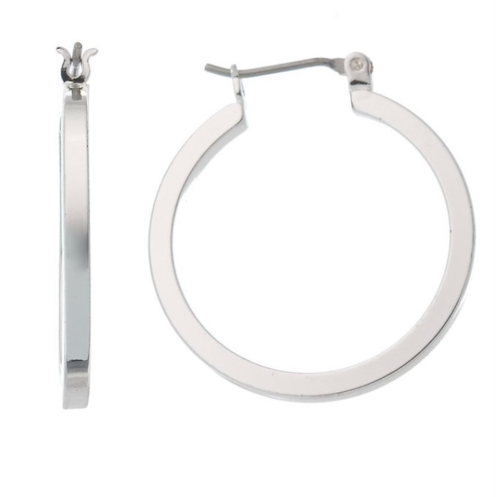 NWT Napier Silver-Tone Flattened Hoop Earrings